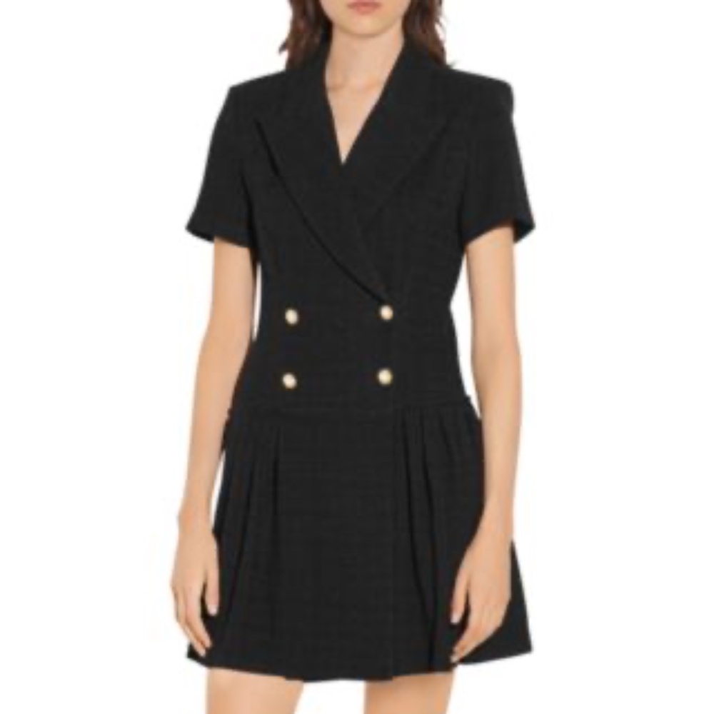 Sandro Rosa Black Tweed Dress